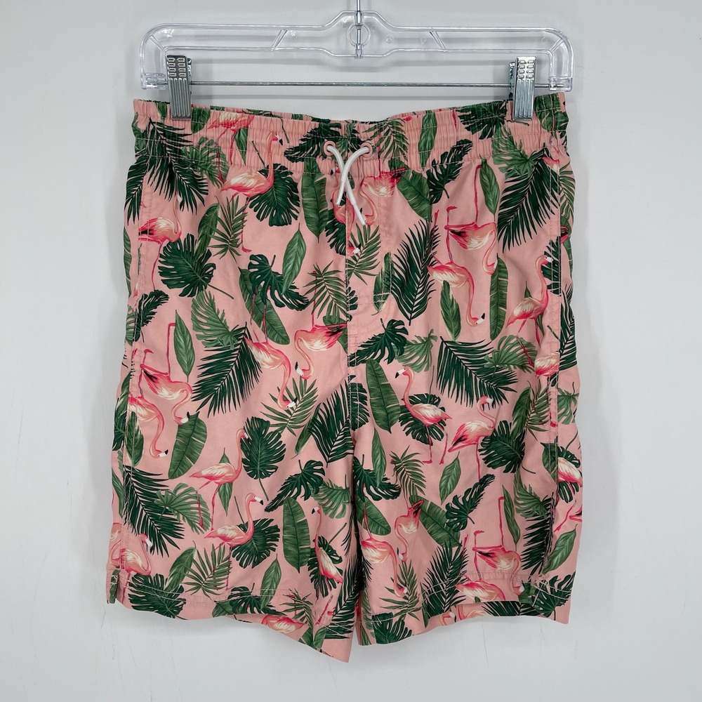 Old Navy Women's Pink Flamingo Palm Leaf Print Swim Trunks Shorts Size XXL 18